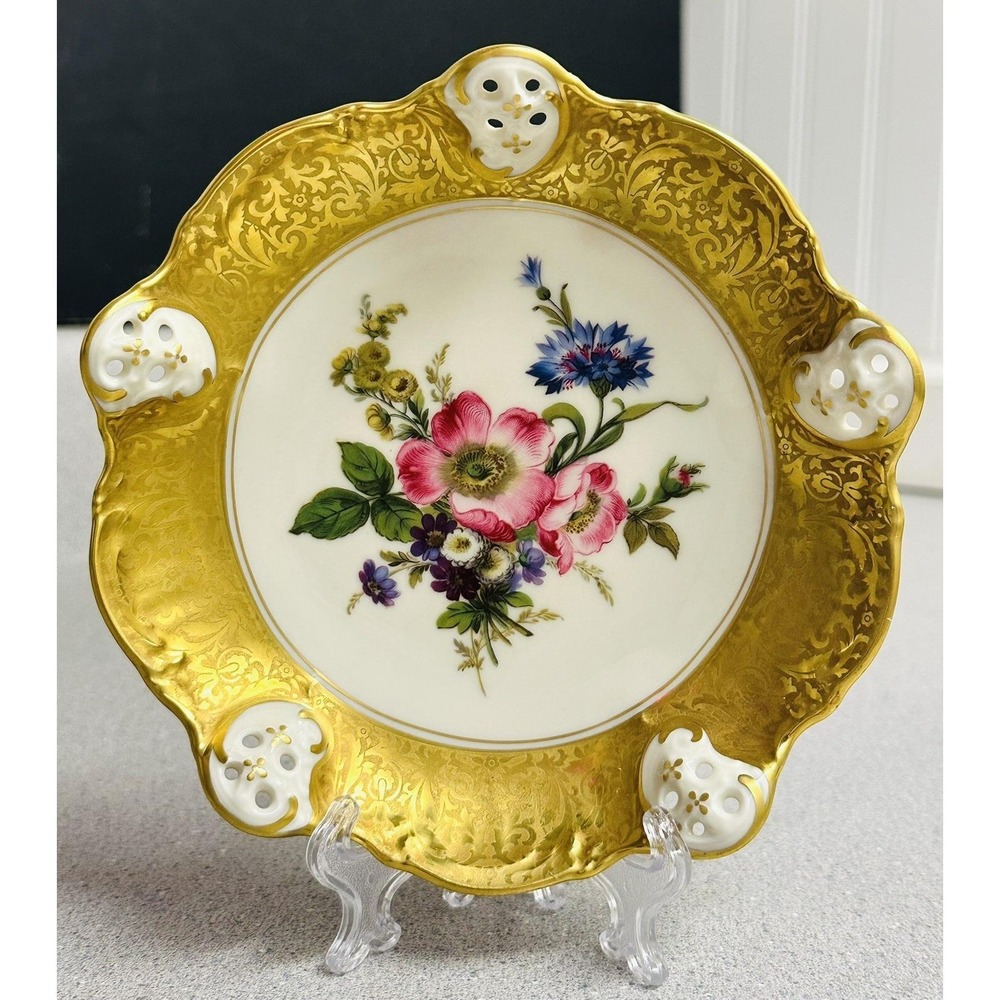 Vintage Germany Rosenthal - Moliere Serving Dish Floral Gold Accent 6"